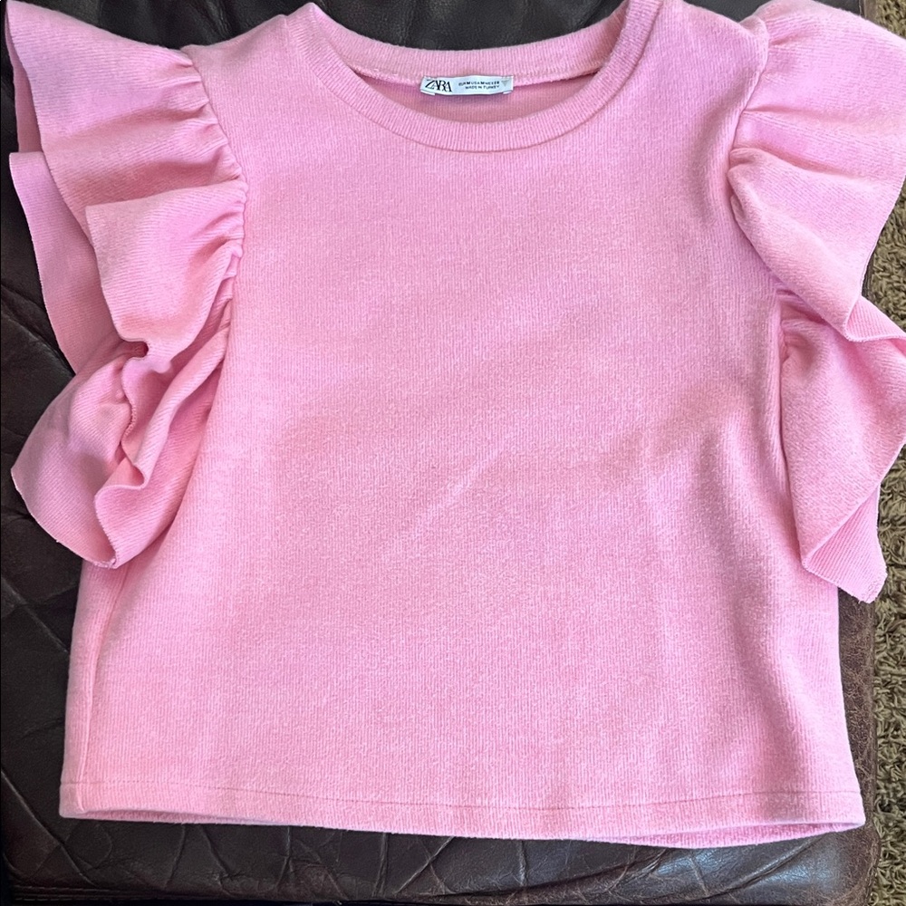 Zara Pink Ruffle Sleeve Top